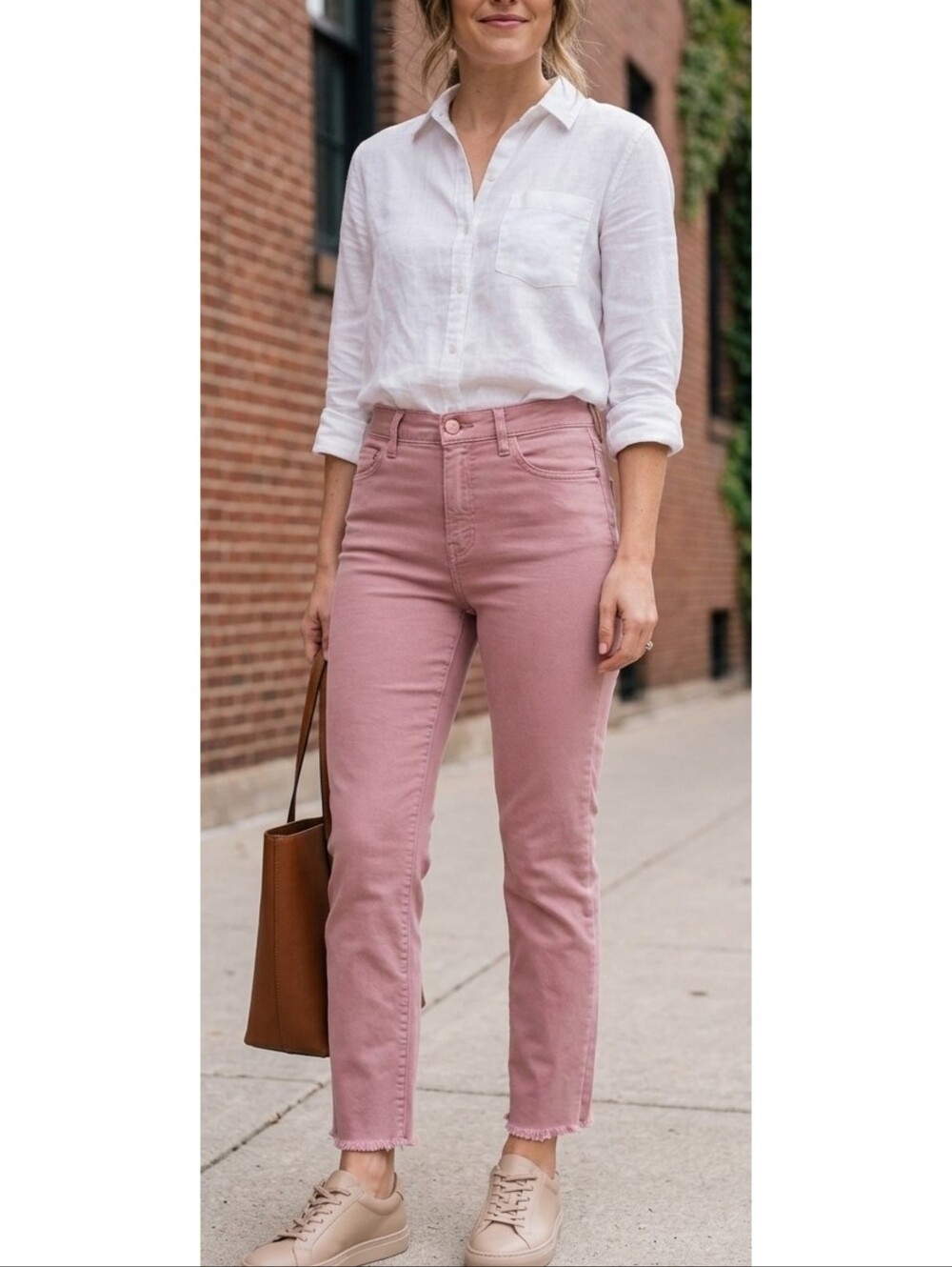 Express High Rise Straight Ankle Jeans Dusty Rose Size 8 - Picture 1 of 12
